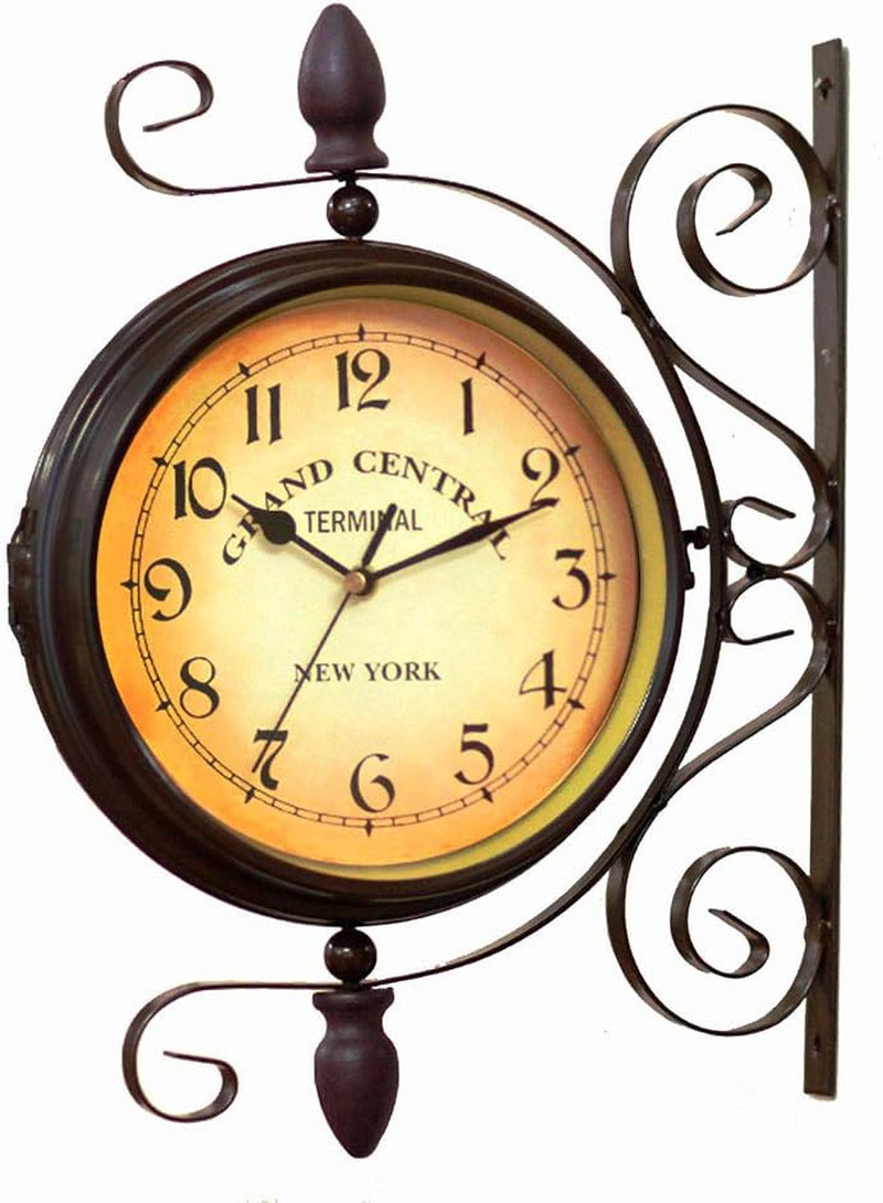 Vintage Double Sided Wall Clock Vintage Industrial Wall Clock for Outdoor Decora - s l1600