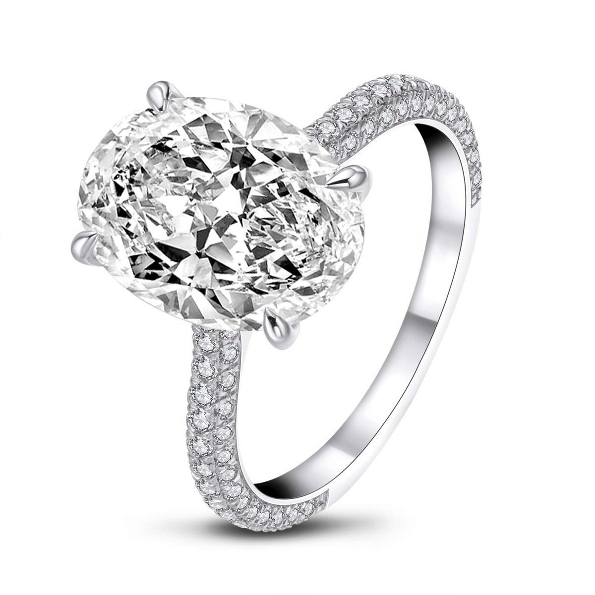 AINUOSHI 925 Sterling Silver Women Wedding Rings 5 Carat Oval Cut