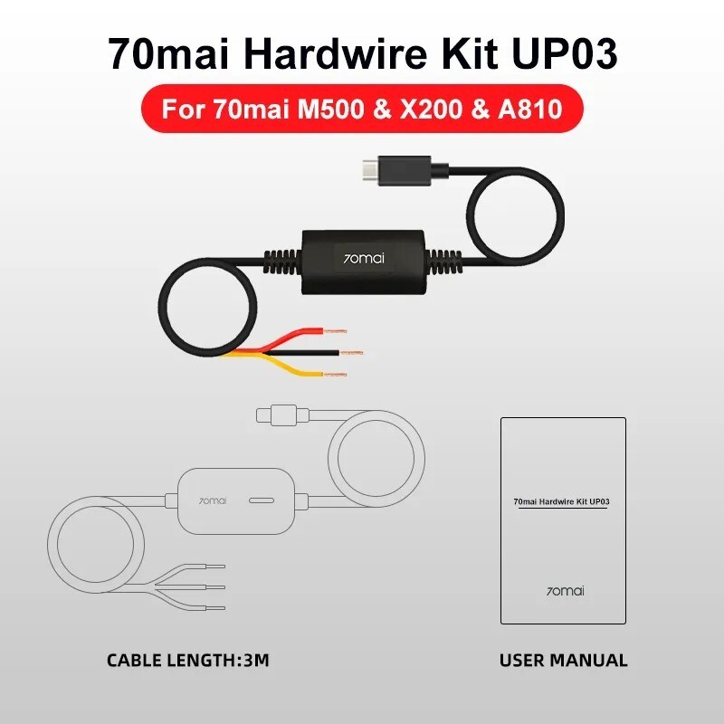 アクセサリー 70mai Dash Cam Omni with hardwire kit 70mai Hardwire Kit UP03 for 70mai Dash Cam A810, X200, Omni, M500