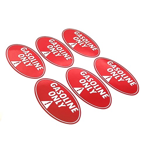 Gasoline Only Vinyl Decal Sticker Label Fuel Gas Door Label Weatherproof Round - Picture 4 of 6