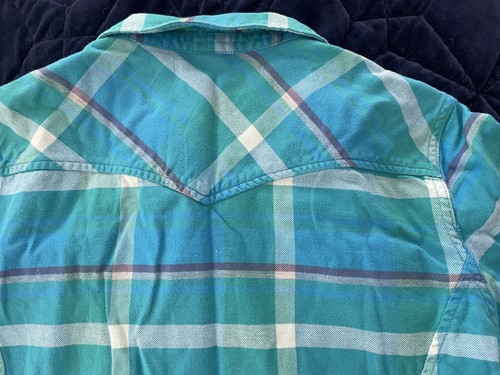 Stio Damen blau kariertes Button Down Flanellhemd Größe Large - Bild 2 von 6
