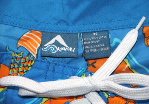 KANU - Pantalones cortos/baúles de tabla azules para hombre - Islas Hawaianas - Surf - Talla: 32 - Imagen 3 de 5
