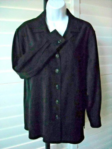 Camicia blusa Talbots Petites nera leggermente a costine con bottoni Petite taglia S - Foto 1 di 2