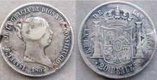 Rarísima 20 Reales 1852 Silver Plata Muy Rara