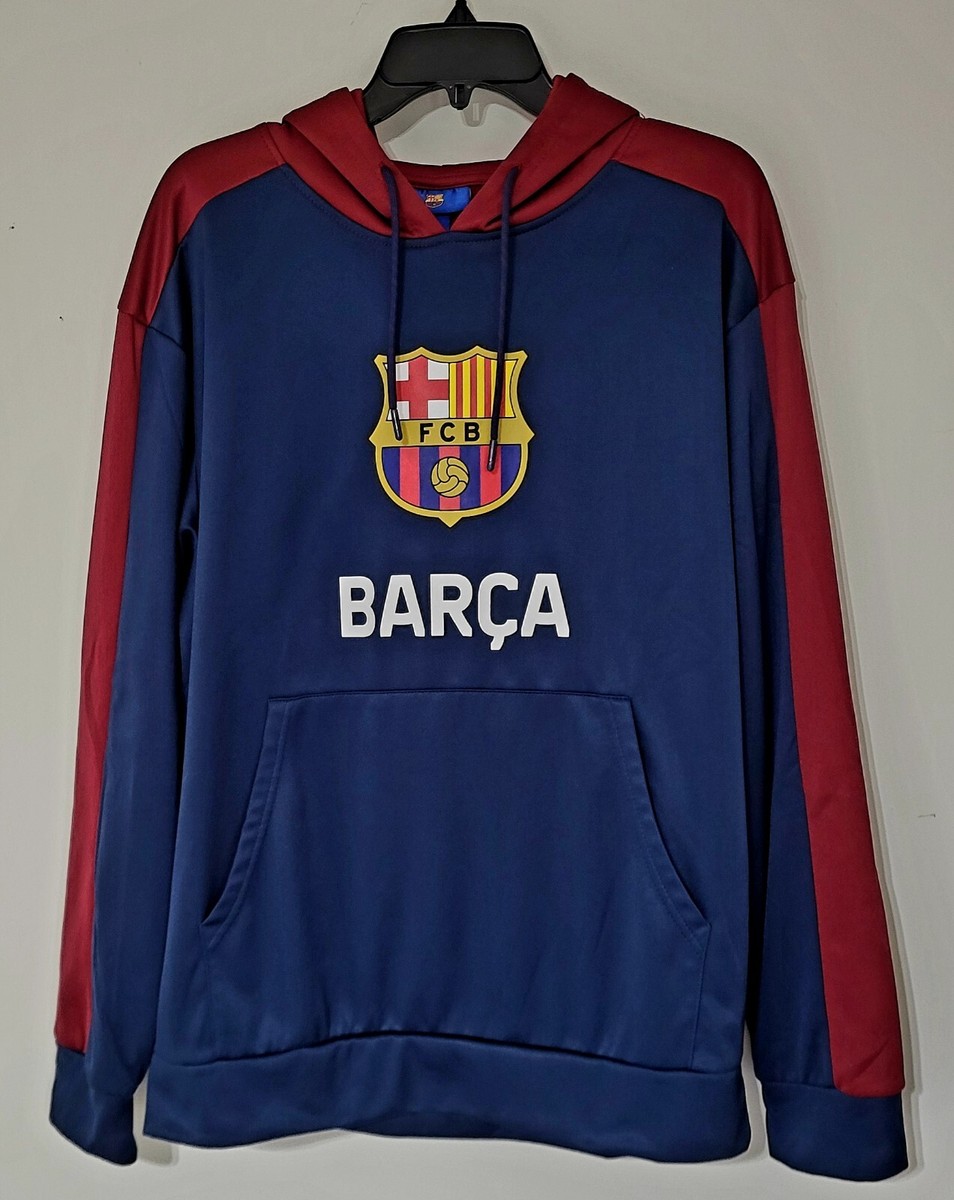 FC BARCELONA Hoodie Men's Medium Sweatshirt Soccer Futbol Blue Red  EUC