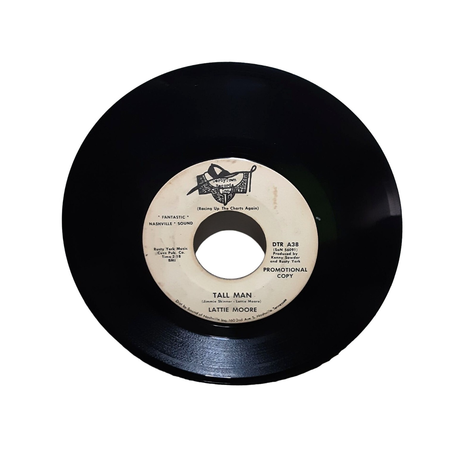 Lattie Moore Tall Man 45 Record Derby Town Records PROMO DTR A38 1968