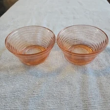 Set of 2Vintage Amber Gold French Glass Beehive Pattern Bowls 3"High 5 Wide"