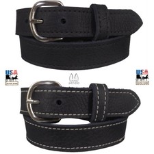LADIES NAVY BLUE BULLHIDE LEATHER STITCHED BELT Choice of Stitching MADE IN USA
