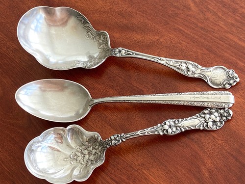 3 Alvin Old Orange Blossom, Towle Candelight, RWS Sterling Silver Serving Spoons - Picture 11 of 12