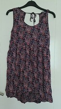 ZARA WOMAN NAVY BLUE PINK & WHITE PAISLEY PATTERN SLEEVELESS SHORT SHIFT DRESS L
