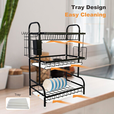 Over Sink Dish Drying Rack 3-Tier Stainless Steel Kitchen Shelf
