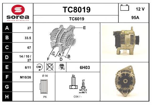 Alternateur SNRA TC8019 pour remplacer une pièce usée sur berline