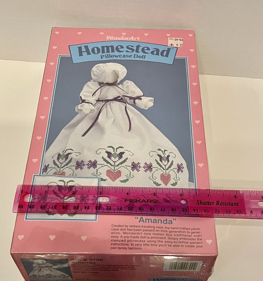 NIP 1990 WonderArt Homestead Pillowcase Doll Craft Sewing Kit Sealed AMANDA 9700 eBay