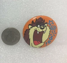1989 Warner Bros Taz Tasmanian Devil Button Pin