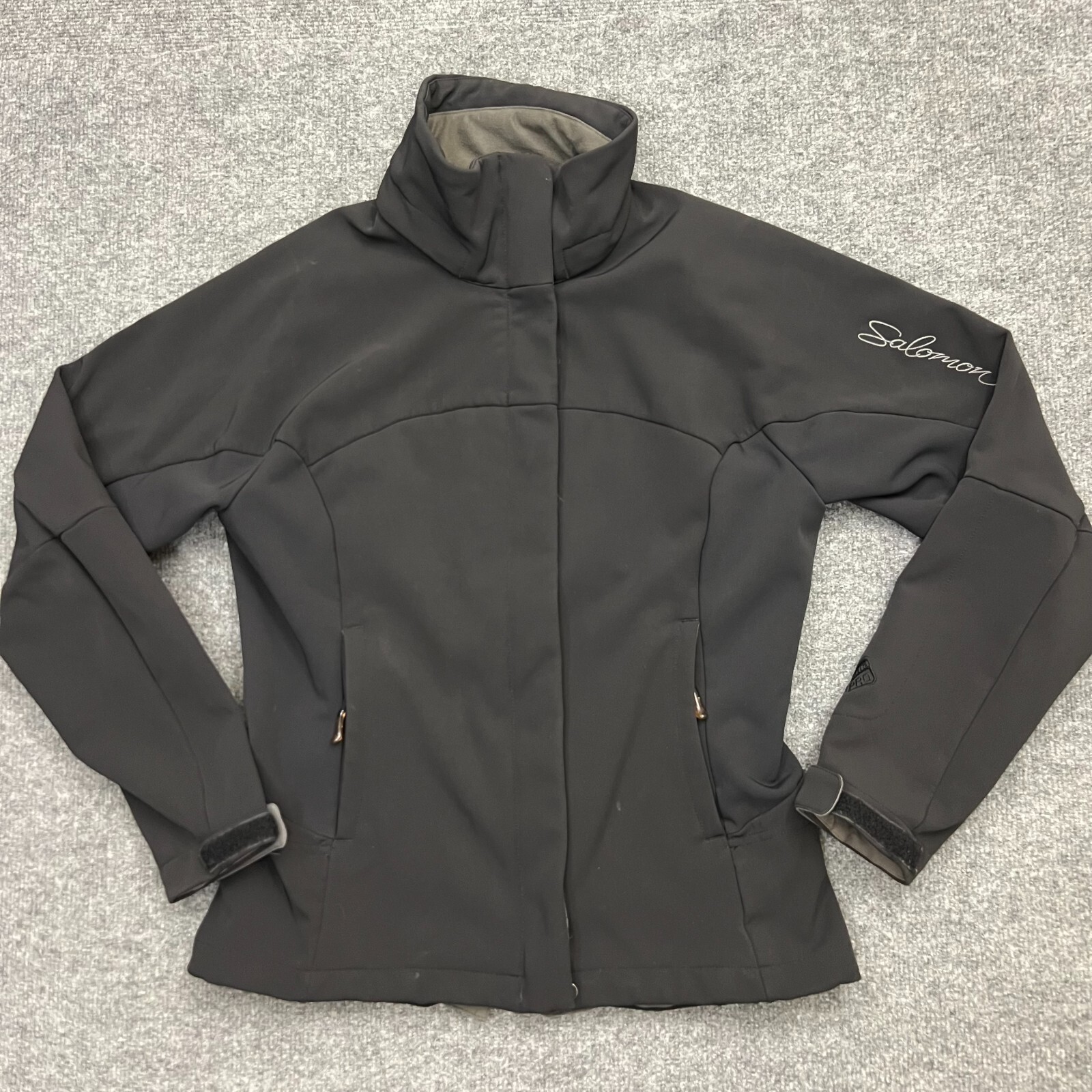 Giacca sci Salomon donna piccola nera Dima Pro Shell full zip finto collo neve