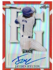 2021 Leaf Metal Perfect Game Prismatic Red Holo Auto SP/5 Jayden Hylton #BA-JH2