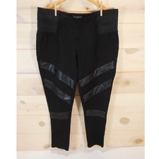 Eloquii Women's 22 Ponte Knit Pants Stretch Waist Pull-on Faux Leather Panels