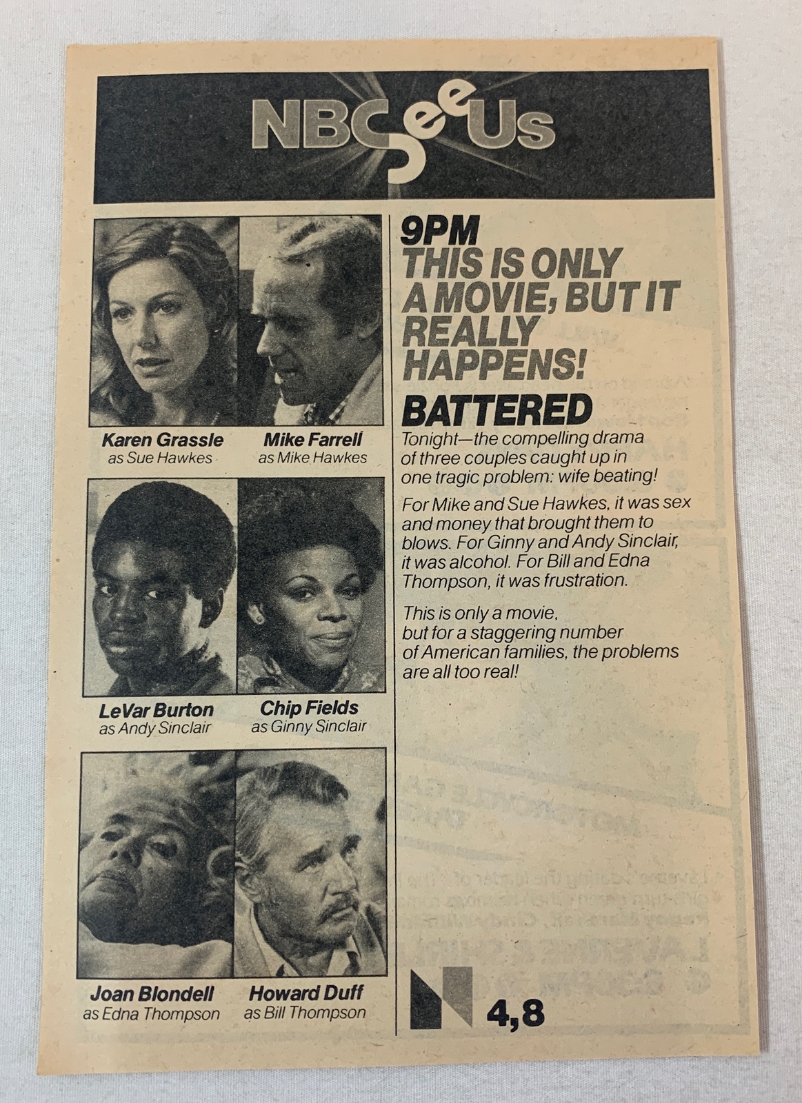 1978 NBC TV Movie Battered Starring Karen Grassle Mike Farrell LeVar Burton