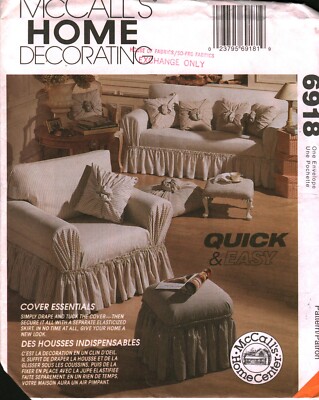 6918 Vintage McCalls SEWING Pattern Chair Covers Sofa Cover Slip Covers OOP  Sew