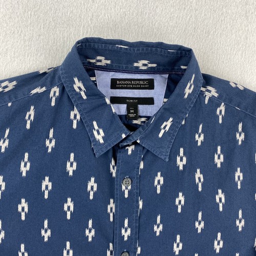 Camicia azteca Banana Republic slim fit uomo M blu polsino infradito manica lunga con bottoni - Foto 4 di 15