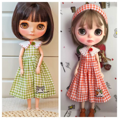 Handmade Blythe Doll Clothes Red and Green DressNeo Blythe OB22, OB24