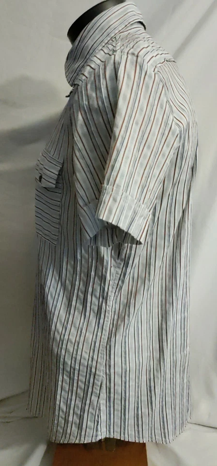 Мужская DIESEL хлопок полиэстер белая полосатая рубашка рукав Western рубашка XXL новый без ЯРЛЫКОВ - Изображение 2 из 4