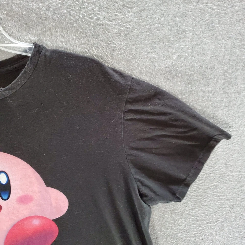 Camiseta Kirby Hombre Grande Negra Rosa Gráfica Personaje Manga Corta Cuello Redondo Camiseta Foto 4 de 4