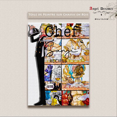 Leinwandbild Holz Rahmen One Piece Sanji Das schwarze Bein Kochrezepte Nami