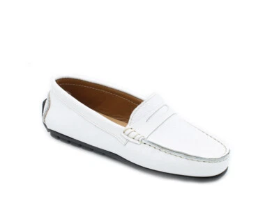 Mocassins Femme En Cuir Blanc Made In Italy 39 Été Décontractés Bas - Photo 1/4