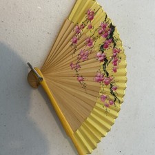 Oriental Tradition Hand Folding Wood Carved Fan Chinese Japanese SIGNED  