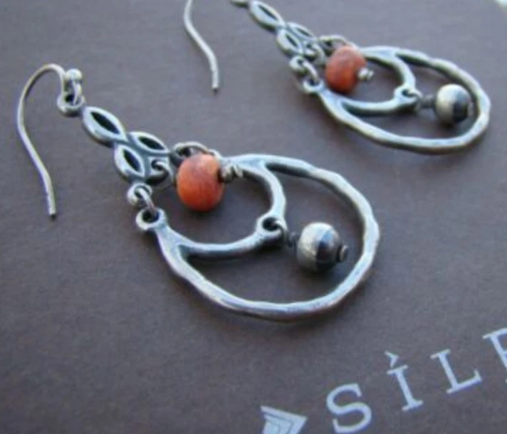 Pendientes Silpada W1560 Coral Plata de Ley 925 Naranja Rojo Esponja BOHO POPULAR Foto 2 de 4