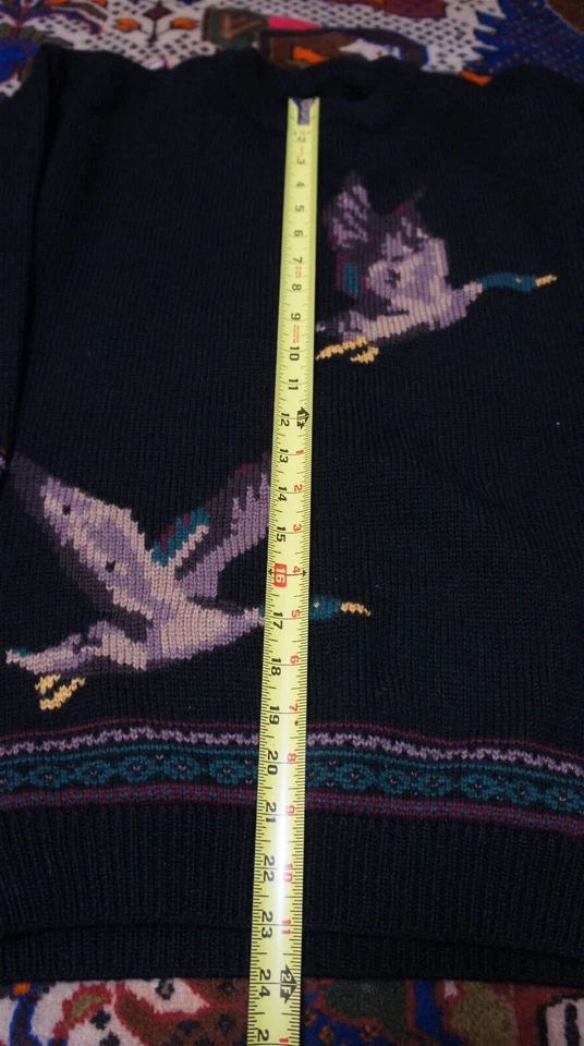 Suéter Vintage Charter Club Lana Tejido Patos Pájaros Negro Mujer Pequeño Talla S/M Foto 4 de 4