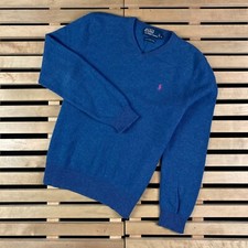 Mens Wool Jumper V Neck Polo Ralph Lauren Vintage Size  