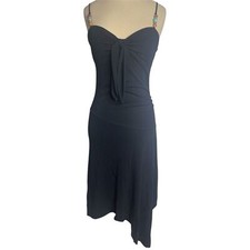 Express Vintage 90s Beaded Black Midi Dress Asymmetrical Hem Boho Party Look