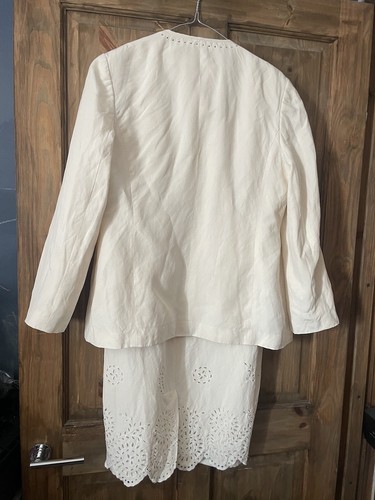 JAEGER Ladies 2 Piece Jacket and Dress Suit 55% Silk And 45% Linen Size UK 14 - Picture 2 of 9