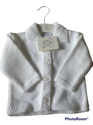 Dandelion, Spanish Soft Knitted Pram Cardigan with Collar, Baby