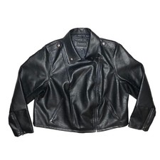 Eloquii Black Faux Vegan Leather Asymmetric Zip Moto Biker Jacket Women's 22/24