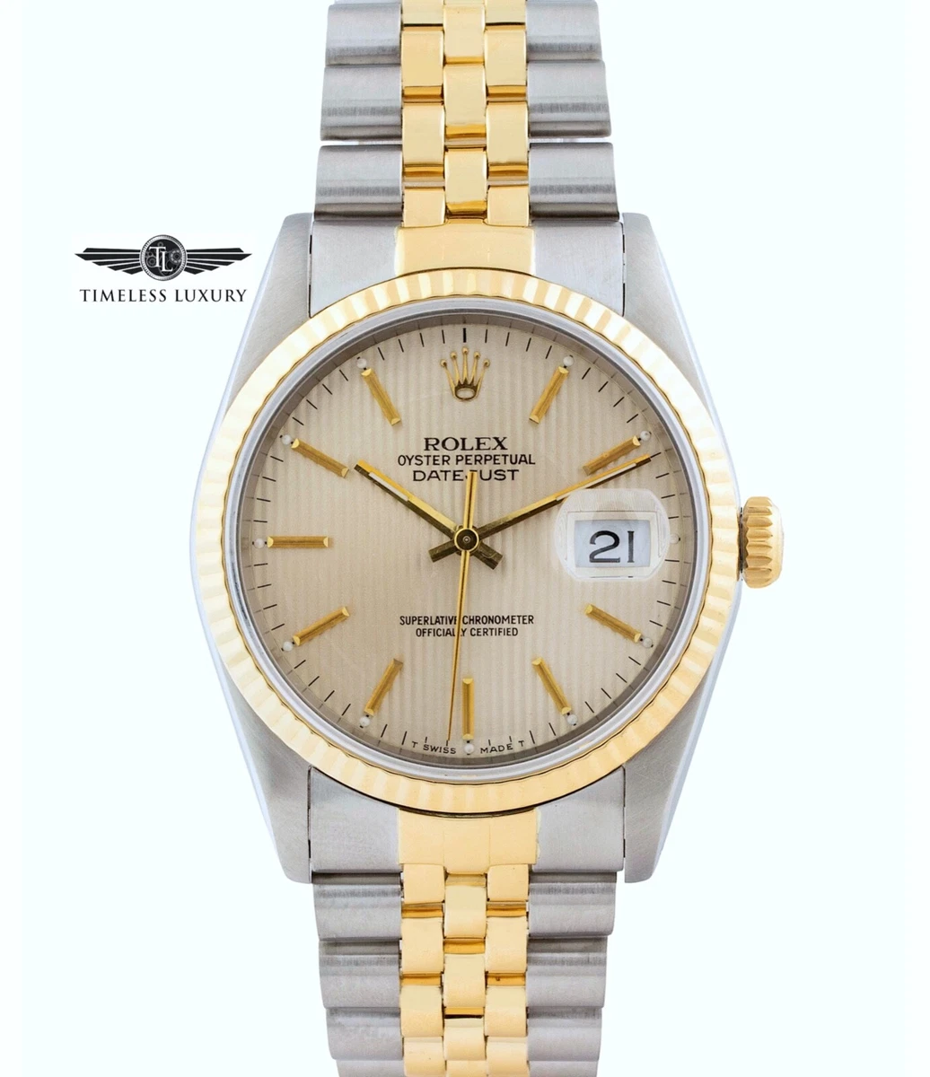 ROLEX, REF. 16233 STAINLESS STEEL AND 18K YELLOW GOLD 'OYSTER PERPETUAL  DATEJUST' WRISTWATCH, CIRCA 1990