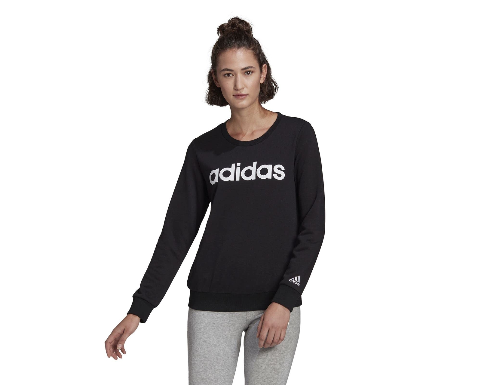 Adidas Felpa Da Donna W Lin Ft Swt, Nero/Bianco, Xs (30-32 Eu)