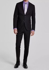  395 Kenneth Cole Men's Black Techni-Cole Slim-Fit 2-Piece Jacket Pants Suit 38R
