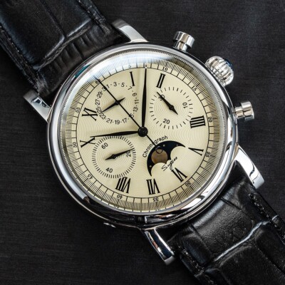 Seagull Sugess ST1908 40mm Ivory Moon Phase Date Chronograph Sapphire SL 1963