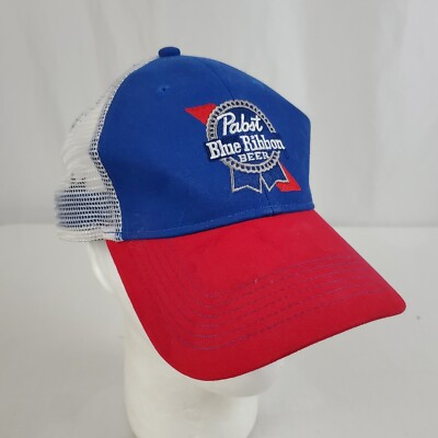 Pabst Blue Ribbon Beer Snapback Trucker Hat Cap Mesh Embroidered Logo, PBR