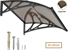 40"x 48" DIY Window Awning Outdoor Front Door ABS Polycarbonate Canopy Cover