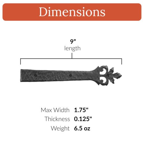 2 Pack 6" 9" 12" Decorative Dummy Strap Hinge, Rustic False Hinge, Iron Faux - Picture 8 of 14