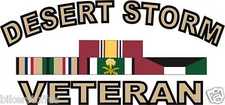 DESERT STORM VETERAN WITH RIBBONS BUMPER STICKER LAPTOP STICKER - DIE CUT