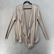 Lovestitch Cardigan Women Small Beige  Mixed Media Wool Angora Open Front Light