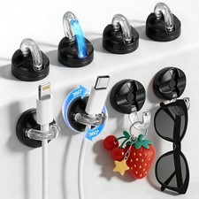 360  Rotatable Magnetic Cable Clips 8 Pack Adhesive Cord Holder Organizer Black