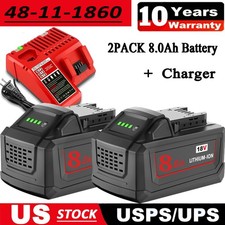 For Milwaukee For M18 18V 8.0AH Extended Lithium Battery/Charger 48-11-1850