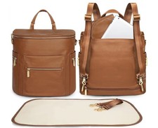 Miss Fong Large Brown Faux Leather Backpack Diaper Bag Backpack