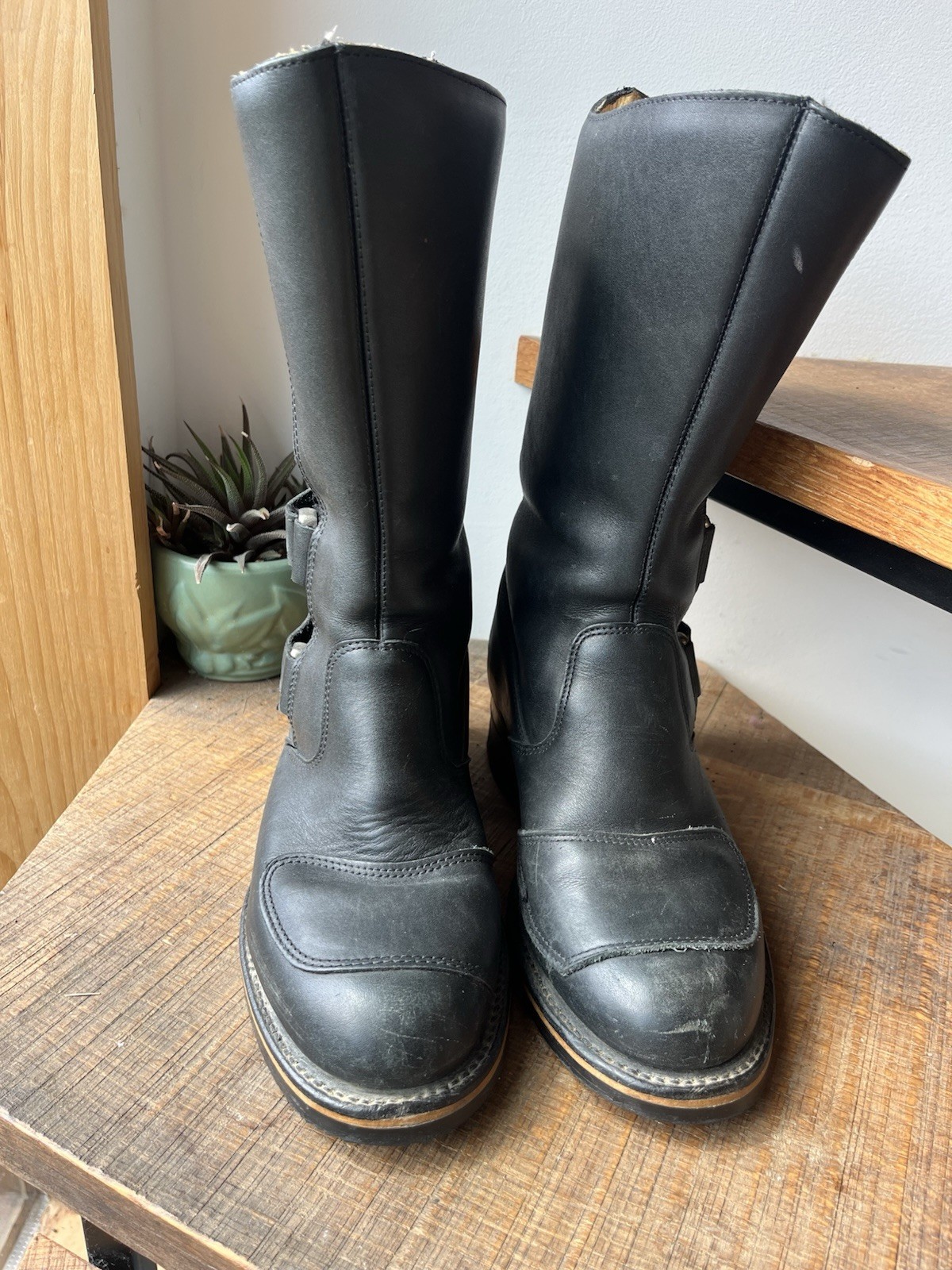 Chippewa Rally Motorcycle Boots 8EE Black Leather Engineer Moto Biker Made U.S.A